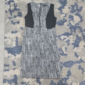 DKNY Black and White Chevron Midi Dress